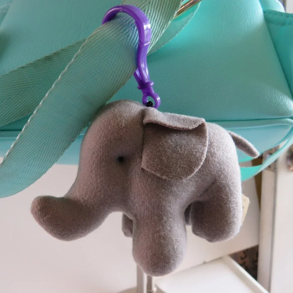 Gray Elephant BACKPACK CLIP plush mini stuffed animal #2 Zoo